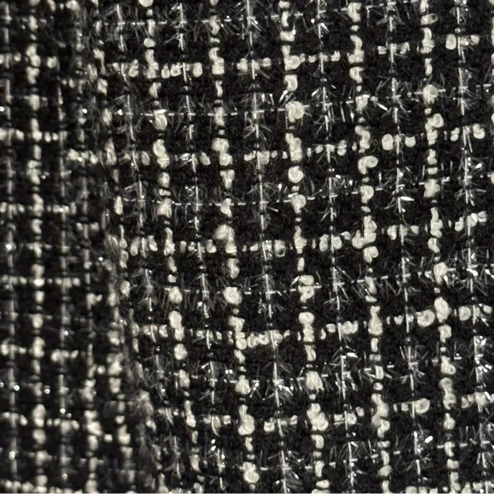 SAG HARBOR Black White Metallic Silver Woven Jacket / Blazer Sequin Trim Size 8